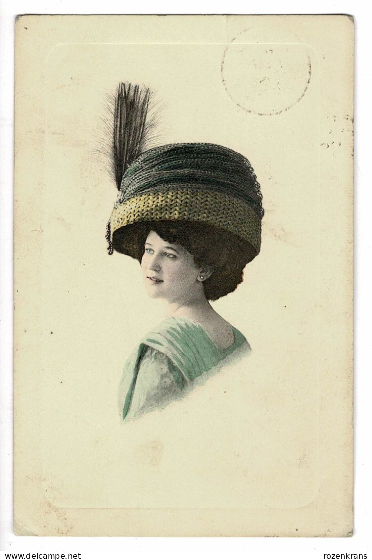 Jolie Carte Postale Old Postcard Fille Femme Chapeau Hat Mode Fashion Belle Epoque Fantaisie Fantasie Fantasiekaart - Mode