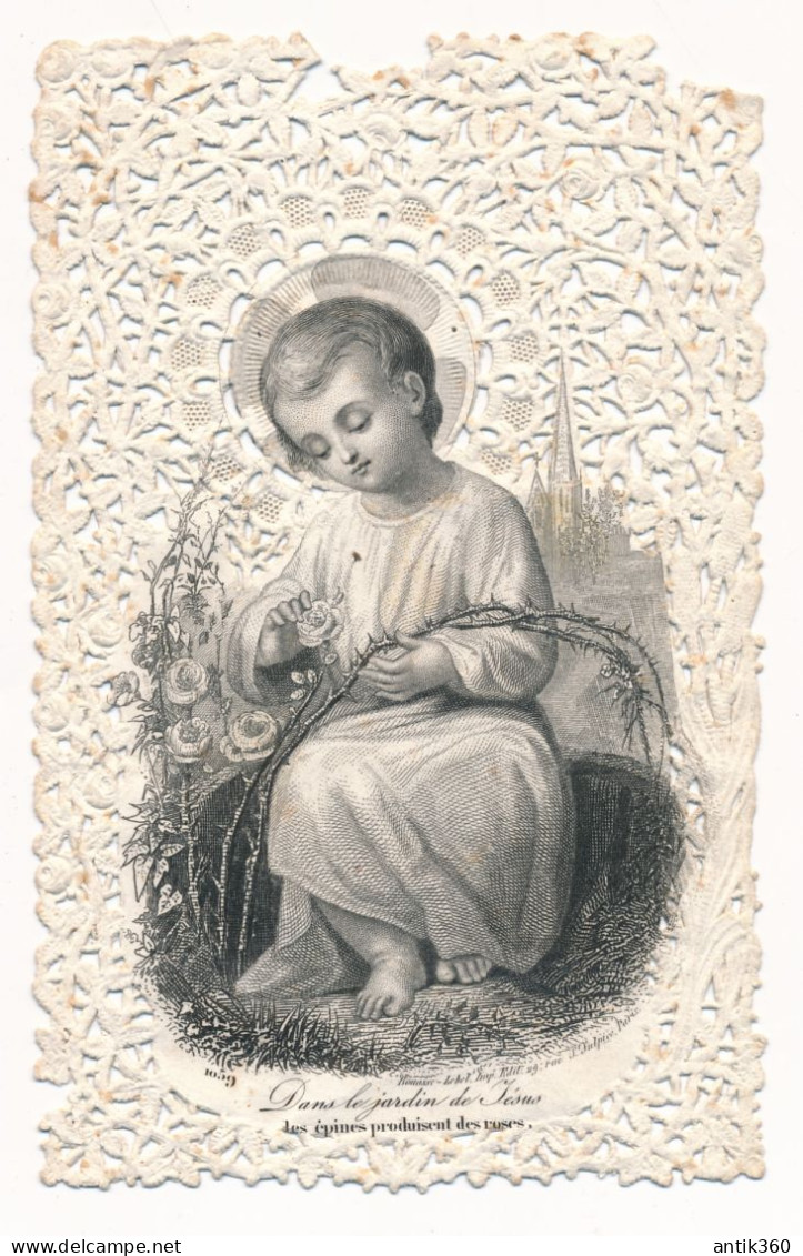 Image Pieuse Ancienne Canivet Dentelle Dans Le Jardin De Jésus Bouasse-Lebel Massin N°1059 - Images Religieuses