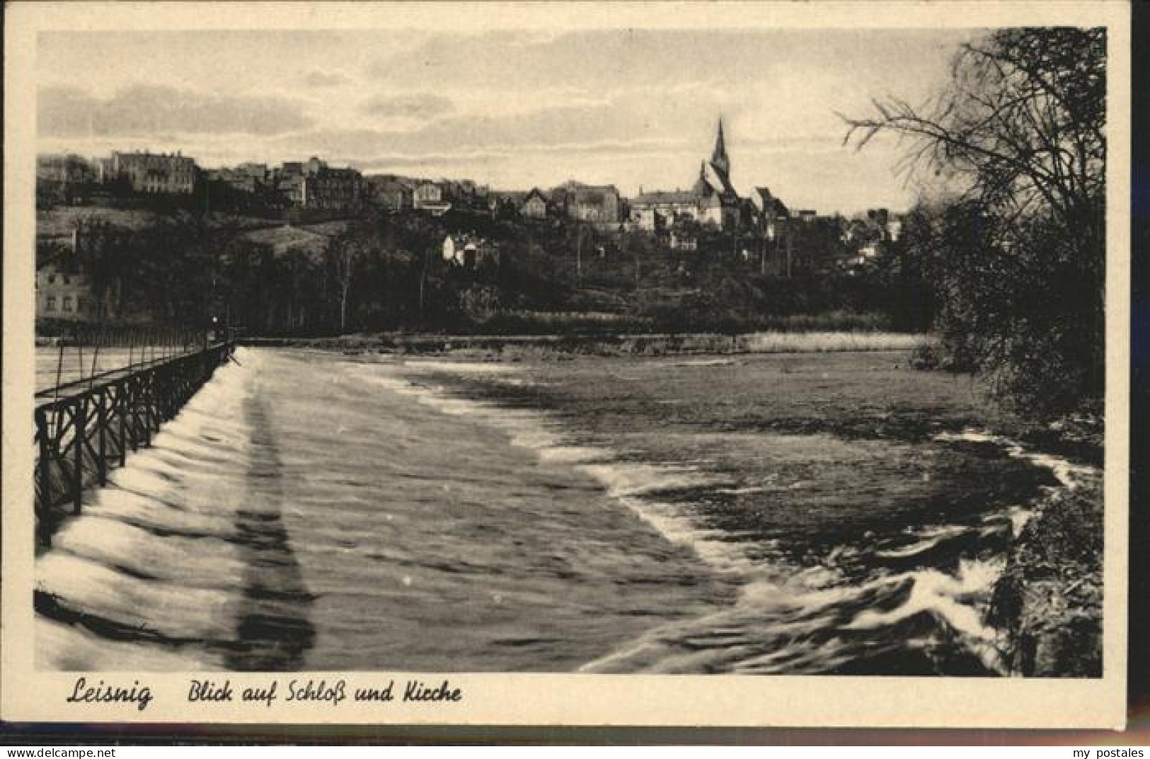 41331382 Leisnig Blick Auf Schloss Und Kirche Mulde Wehr Feldpost Leisnig - Leisnig