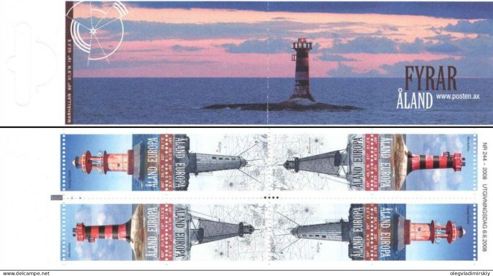 Aland Islands Åland Finland 2008 Lighthouses Of Baltic Booklet Of 2 Sets MNH - Ålandinseln