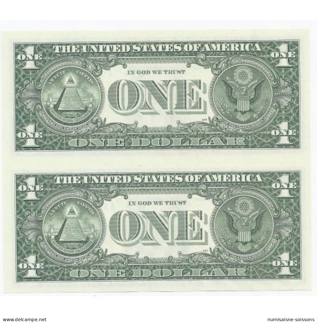 ÉTATS UNIS - LOT DE 2 BILLETS DE 1 DOLLAR - NON SÉPARÉS - SERIES 1988 - Billetes De Estados Unidos (1862-1923)