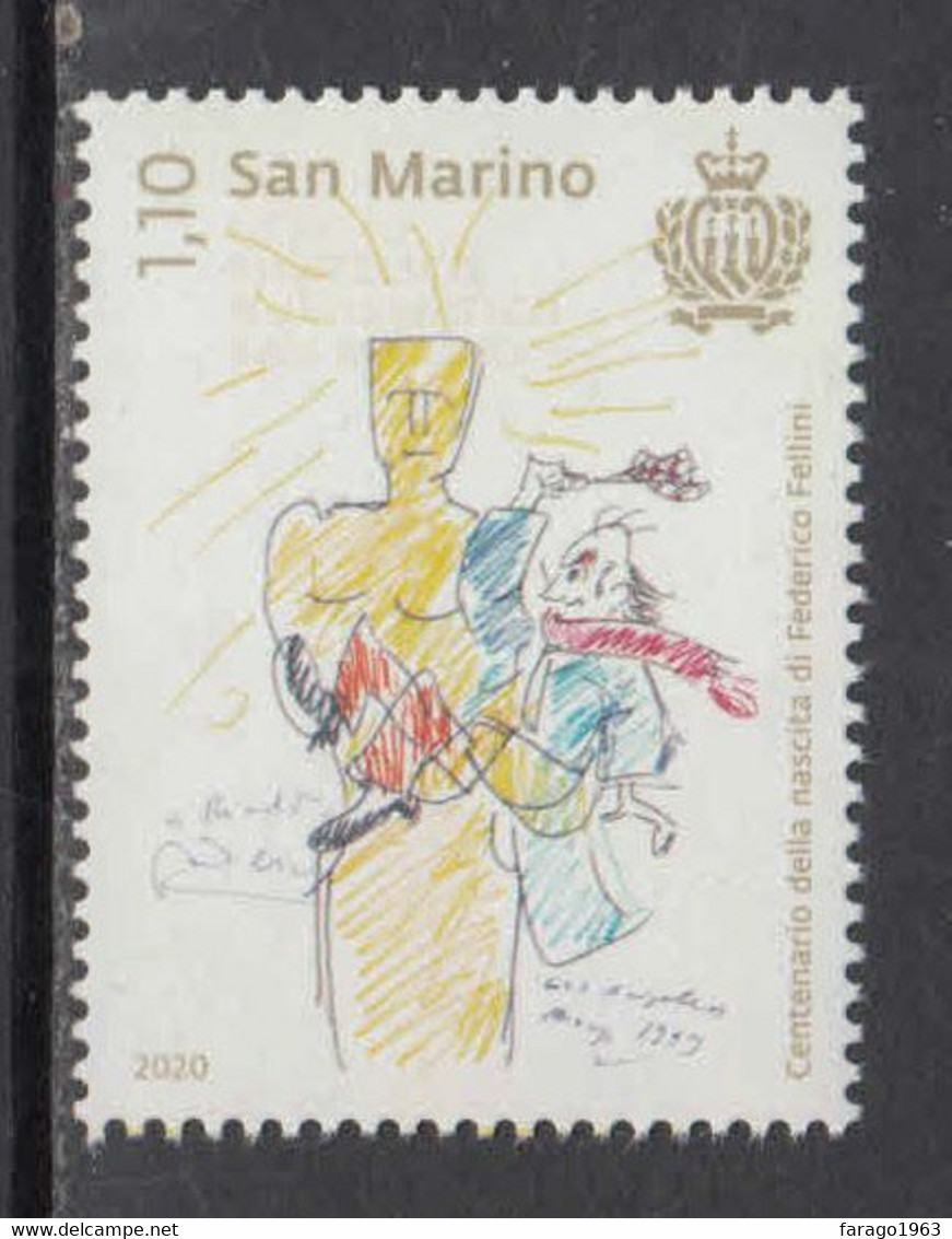 2020 San Marino Federico Fellini Movies Cinema Films Complete Set Of 1  MNH @ BELOW FACE VALUE - Unused Stamps