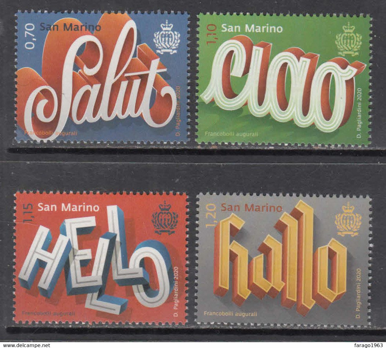 2020 San Marino Greetings Hello Ciao Complete Set Of 4  MNH @ BELOW FACE VALUE - Unused Stamps