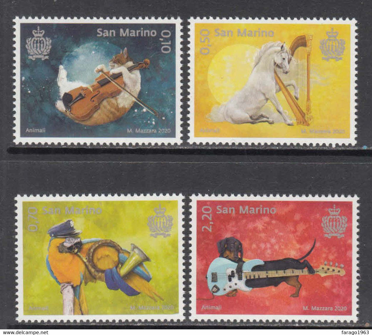 2020 San Marino Animals Musical Instruments Horses Dogs Cats  Complete Set Of 4  MNH - Ungebraucht