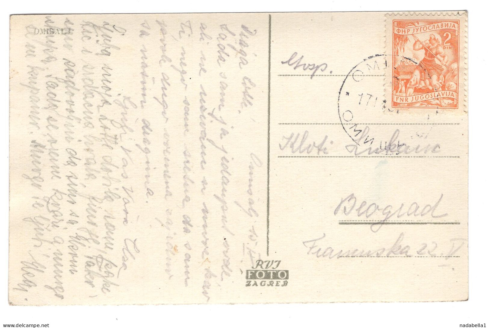 1950? YUGOSLAVIA,CROATIA,OMISALJ,KRK ISLAND,POSTCARD,USED - Jugoslavia