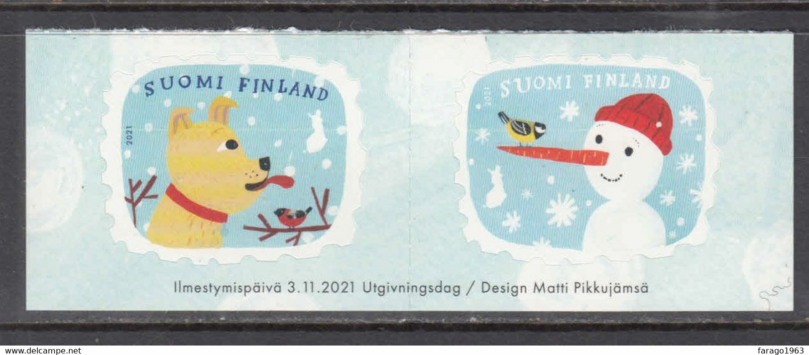 2021 Finland Winter Dogs Snowman Complete Set Of 2 MNH - Unused Stamps