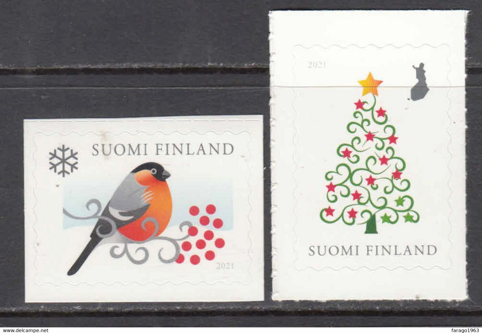 2021 Finland Christmas Noel Navidad Birds Robin  Complete Set Of 2 MNH @ BELOW FACE VALUE - Unused Stamps