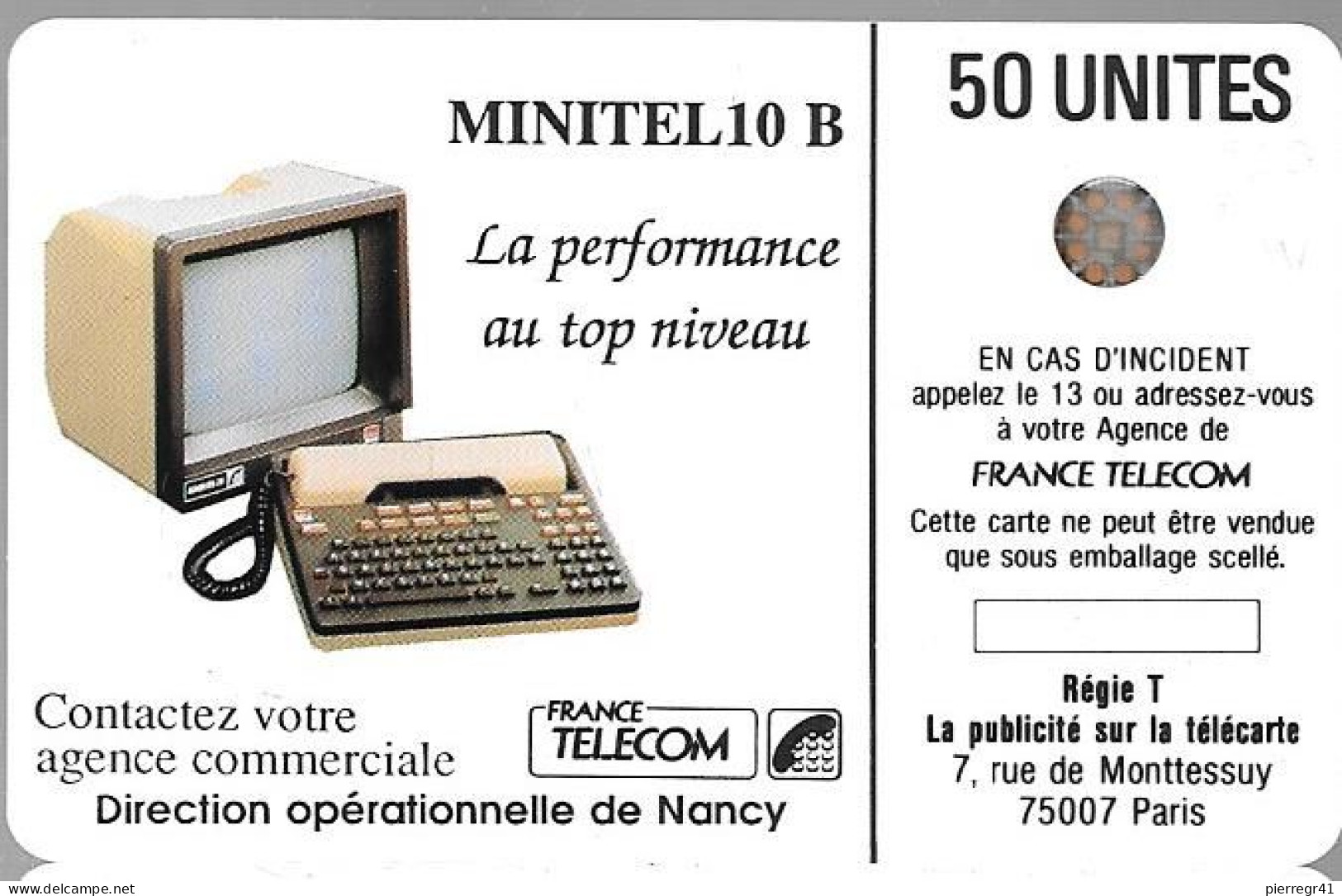 CARTE-PUBLIC-1988-F 40--SC4on-50U-NANCY-V° N° Pe103503-UTILISE-TB E- - 1988