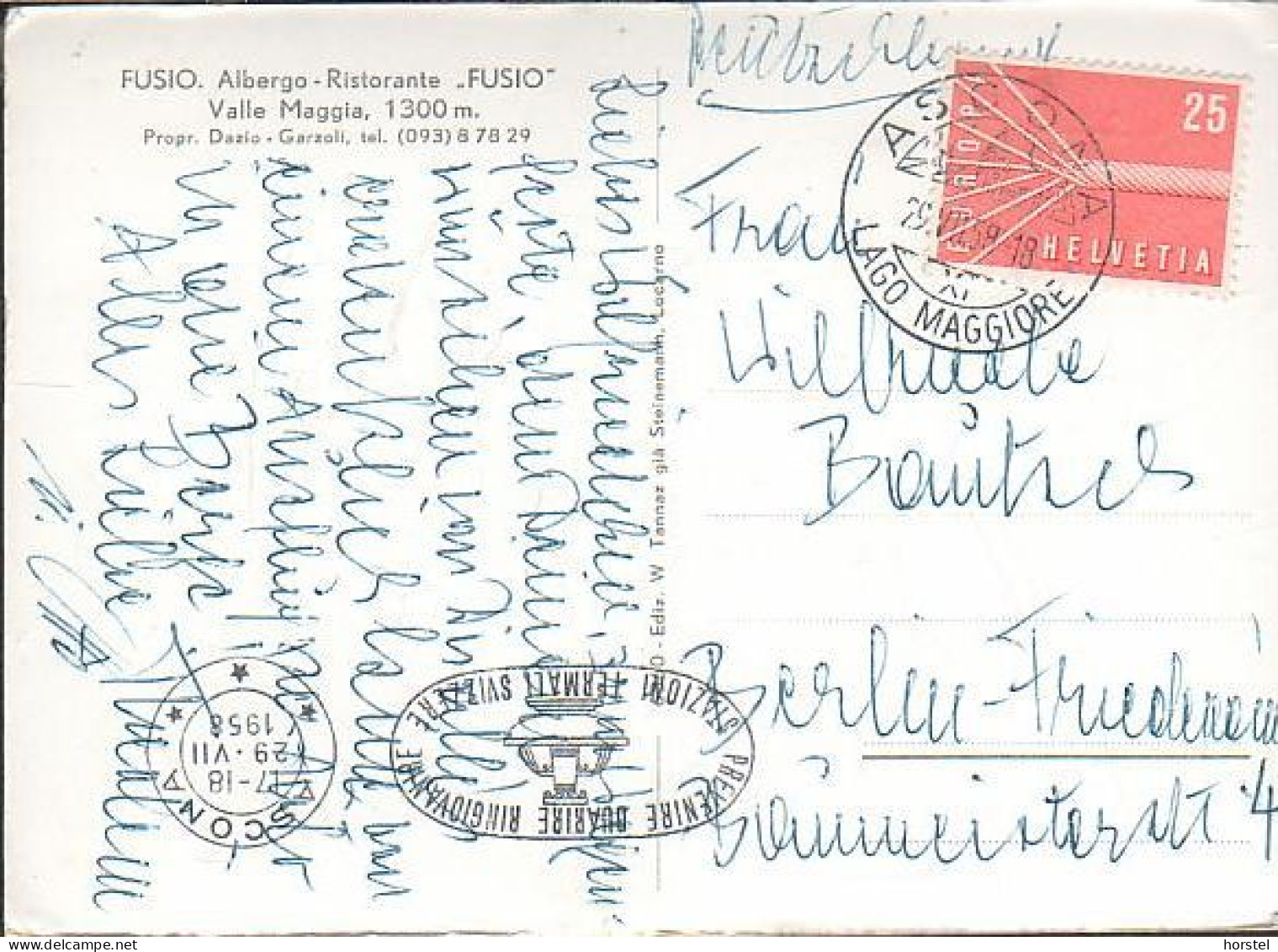 Schweiz - 6696 Fusio - Albergo - Ristorante "Fusio" - Nice Stamp - Fusio