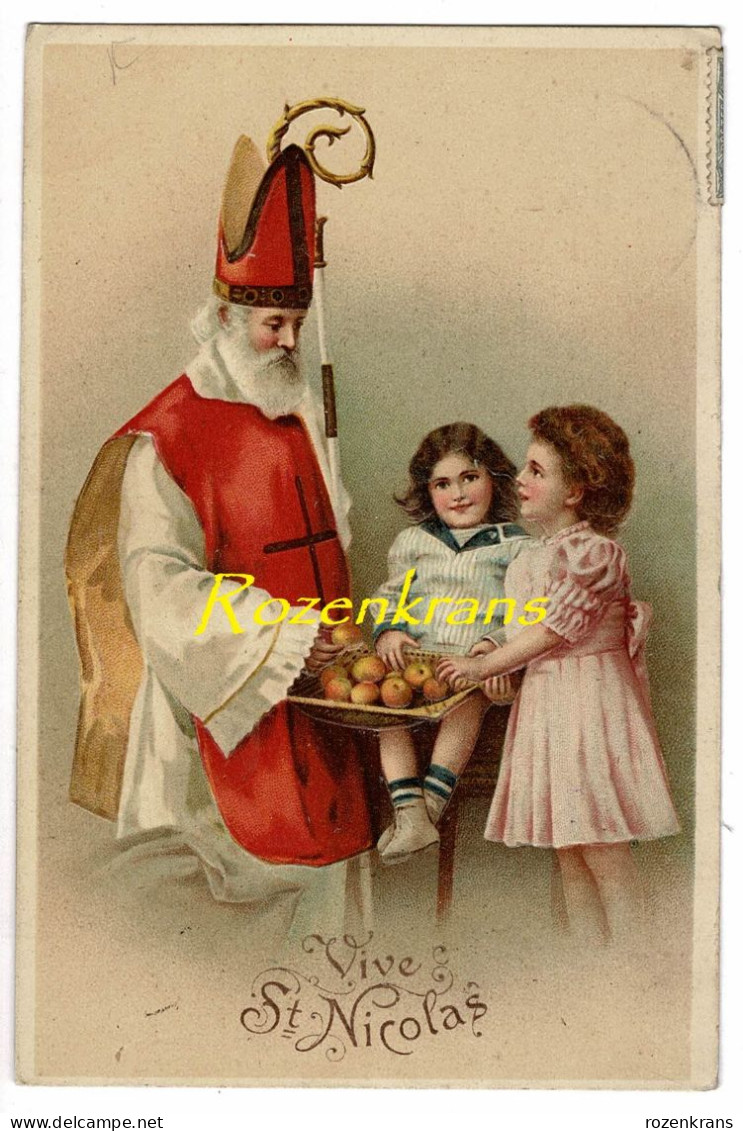 CPA Sinterklaas Vive Saint Nicolas Santa Claus Old Postcard Carte Postale Gaufree Embossed Père Noël Enfants Children - Saint-Nicolas