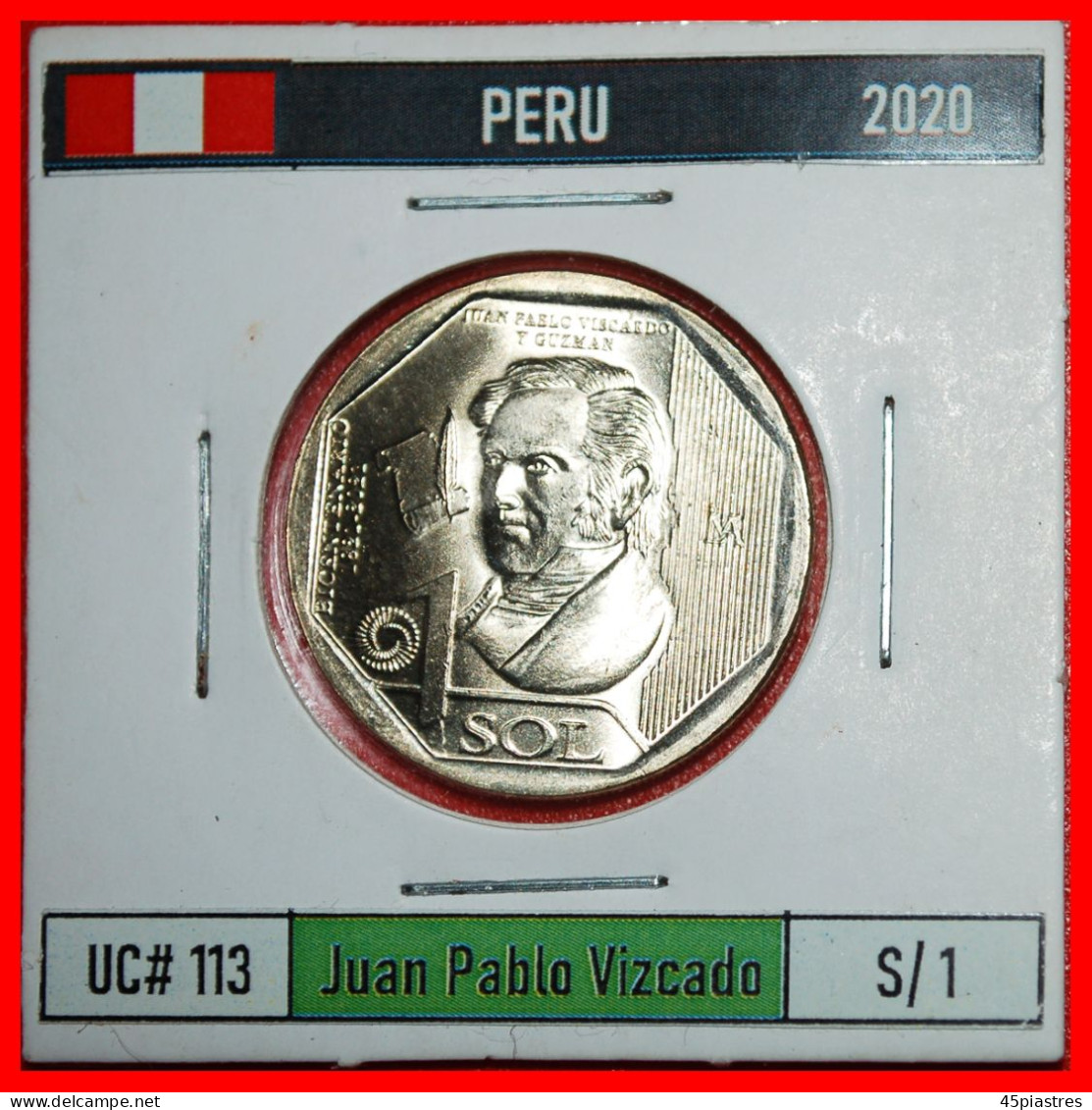 * INDEPENDENCE 1821-2021: PERU  1 SOL 2020 WRITER (1748–1798) UNC MINT LUSTRE! IN HOLDER! · LOW START ·  NO RESERVE! - Peru