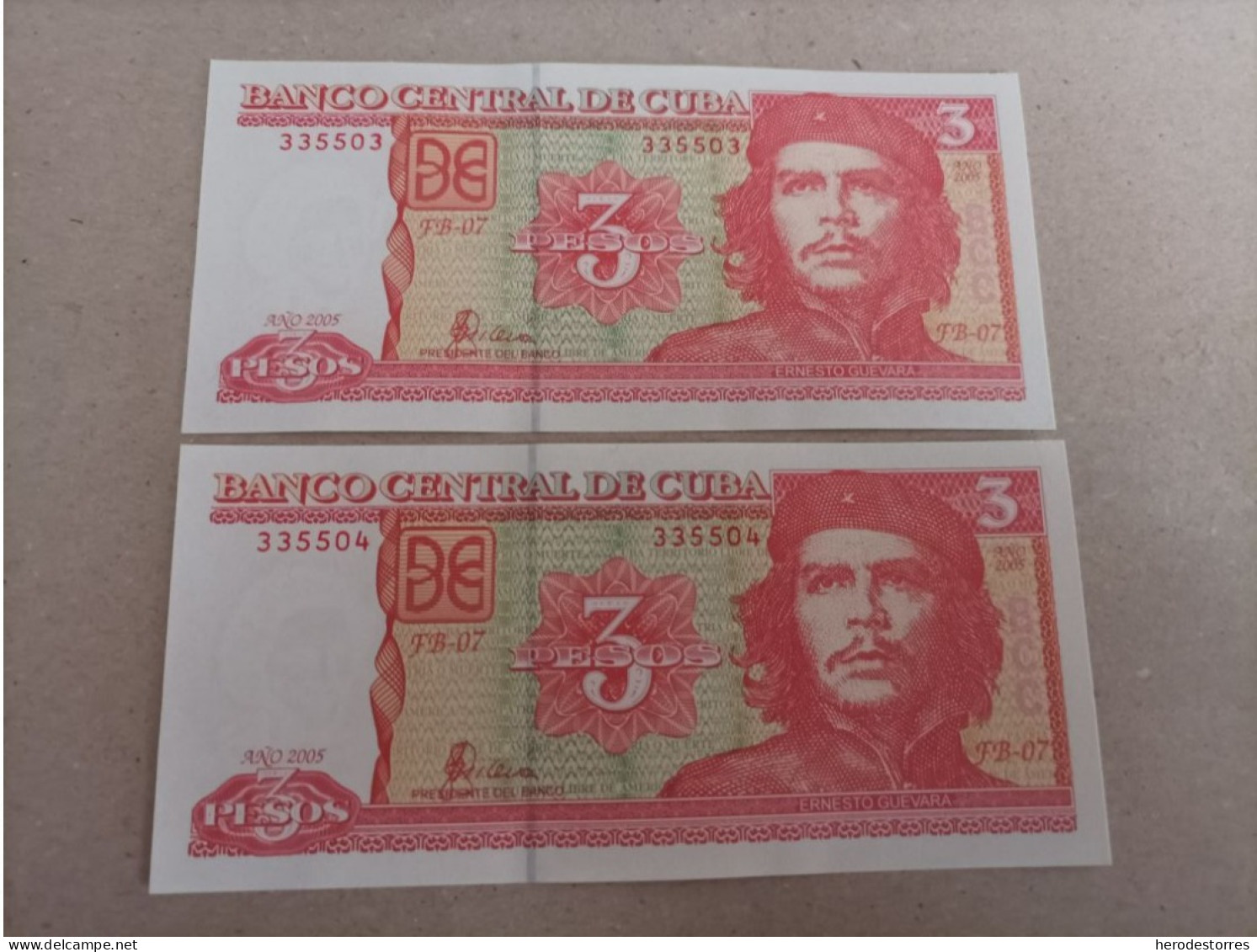 Pareja Correlativa De Cuba De 3 Pesos, Año 2005, UNC - Cuba