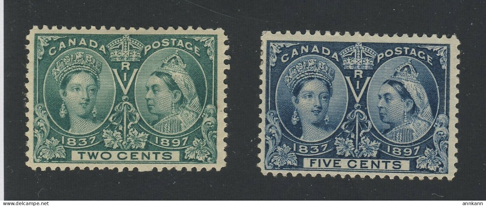 2x Canada Victoria Jubilee MH Stamps #52-2c MHR VF 54-5c MH Thin F/VF GV= $95.00 - Nuovi