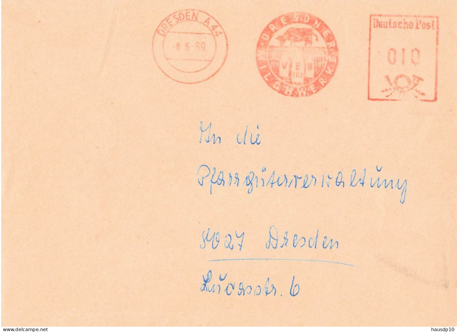 DDR Brief AFS Dresden Milchwerke 1969 - Maschinenstempel (EMA)