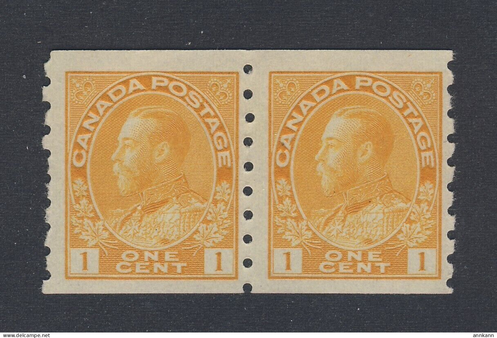 Canada George V ADMIRAL Stamps: Pair #126 -1c Coils MLH - Roulettes