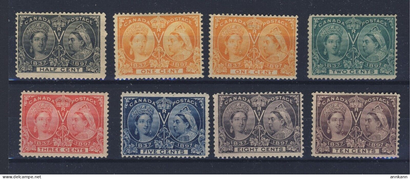 8x Canada Victoria MH Jubilee Stamps; #50 51 51i 52 53 54 56 57 Guide =$230.00 - Neufs