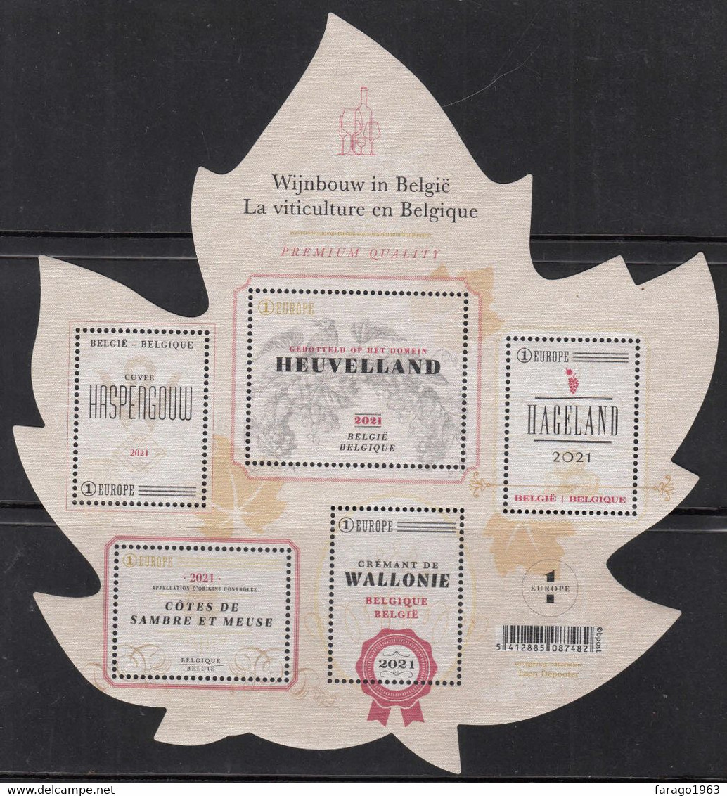2021 Belgium Viticulture Wine Alcohol Souvenir Sheet MNH @ BELOW FACE VALUE - Ungebraucht
