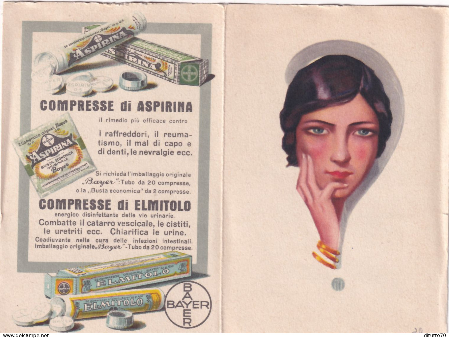 Calendarietto - Bayer - Compresse Di Aspirina - Anno 1929 - Tamaño Pequeño : 1921-40