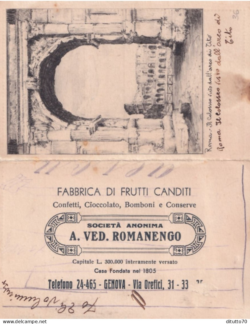 Calendarietto -fabbrica Di Frutti Canditi - Società Anonima A.ved.romanengo - Genova - Anno 1936 - Formato Piccolo : 1921-40