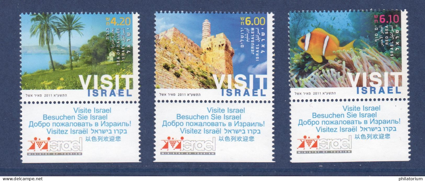 ISRAËL, **, Yv 2116, 2117, 2118, Mi 2202, 2203, 2204, SG 2081 à 2083, Mer De Galilée, Jérusalem, Récif De Corail, Tabs - Neufs (avec Tabs)