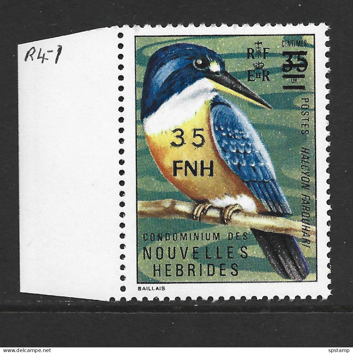 New Hebrides French 1977 Port Vila Local Overprints 35 FNH Bird Fine Marginal MNH - Nuevos