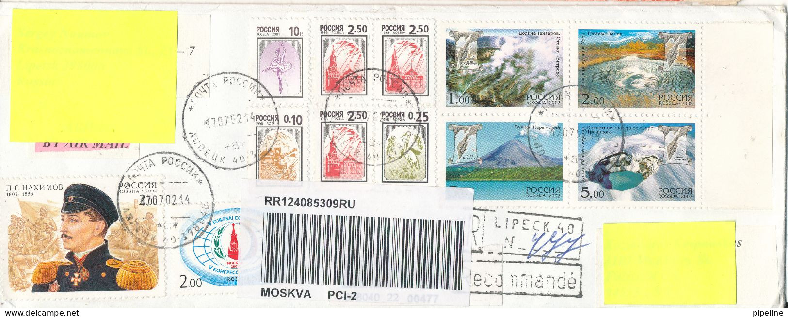 Russia Registered Cover Sent To USA 17-7-2002 Topic Stamps - Lettres & Documents