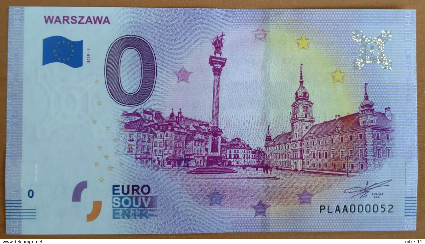 0 Euro Souvenir WARSZAWA Poland PLAA 2019-1 Nr. 52 LOW NUMBER - Autres - Europe