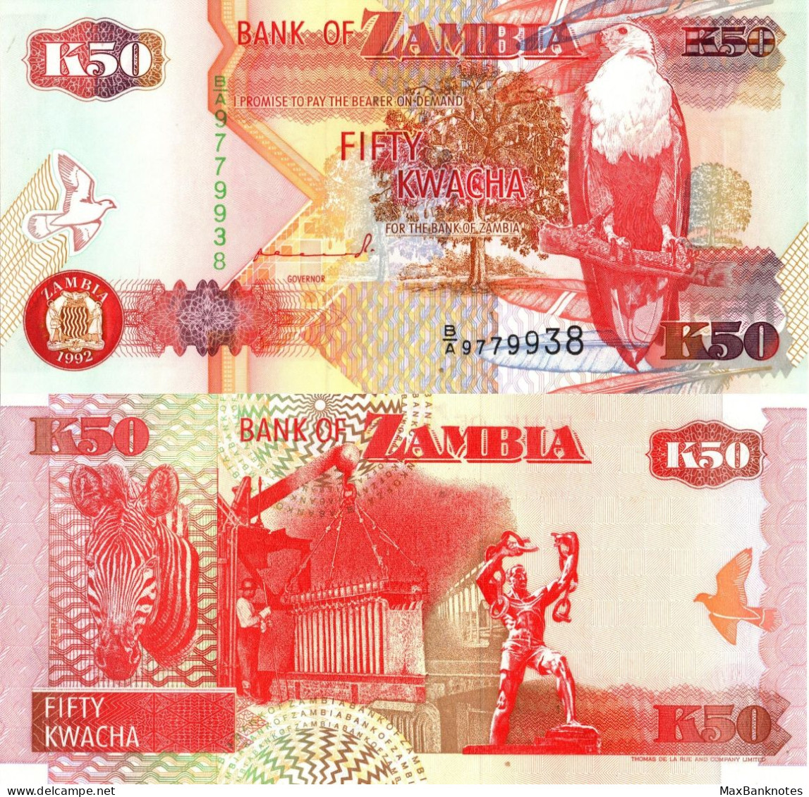 Zambia / 50 Kwacha / 1992 / P-37(a) / UNC - Zambia