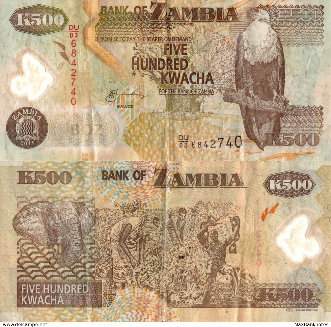 Zambia / 500 Kwacha / 2011 / P-43(h) / VF - Zambie