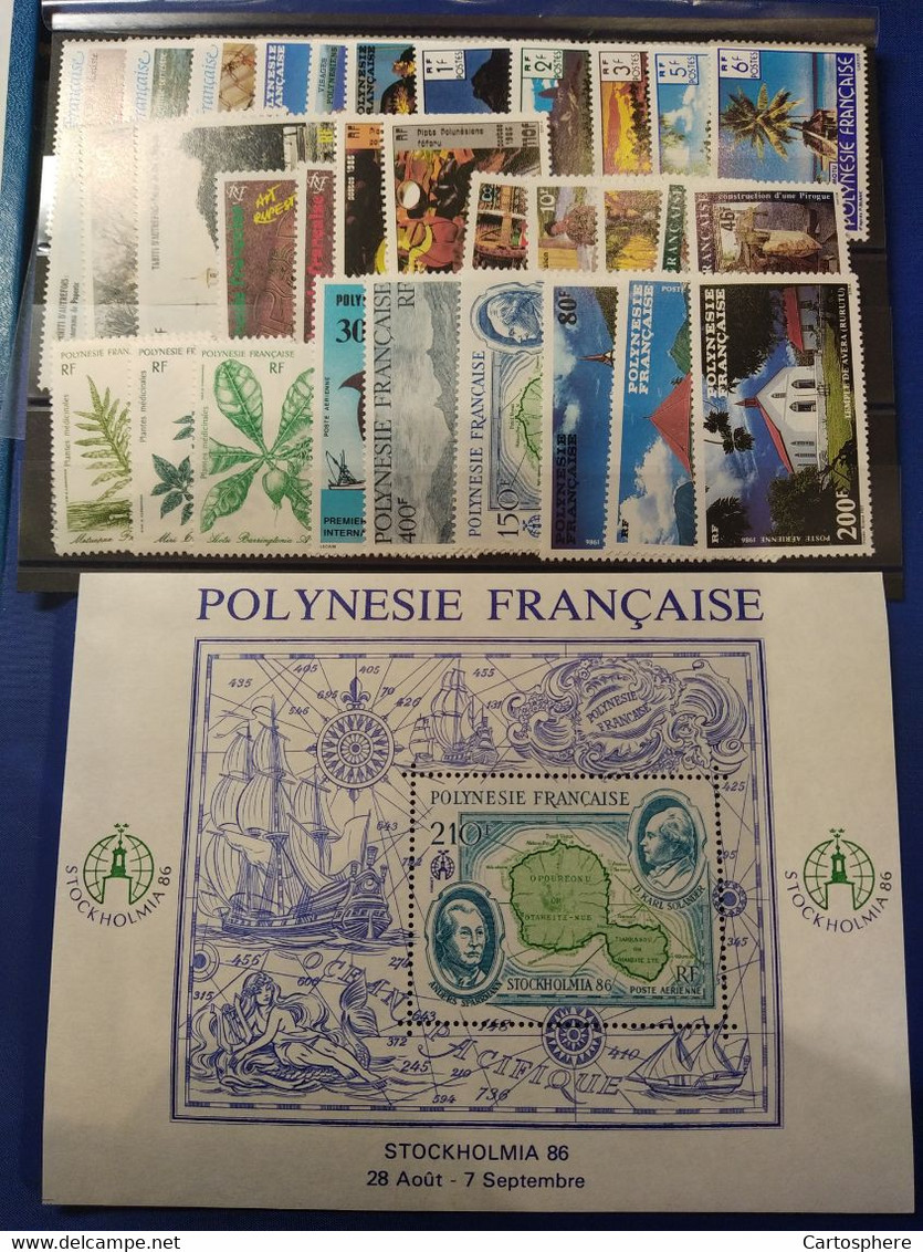 1986 Polynesie Française N° 246 à 271, PA 190 à 195, BF12 Nf** MNH . Année Complète - Années Complètes