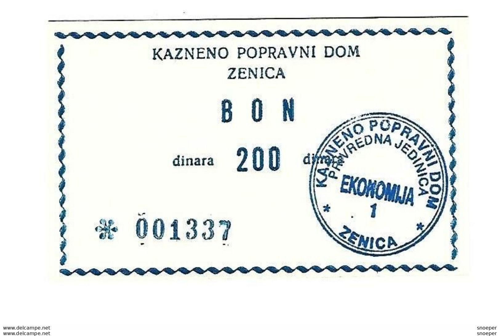 *bosnia- Herzegovina Prison Money 200 Dinara  Ref 64  Unc - Bosnië En Herzegovina