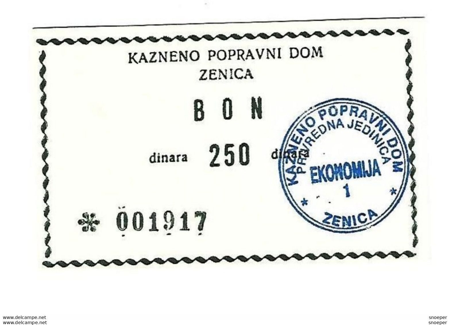 *bosnia- Herzegovina Prison Money 250 Dinara  Ref 65  Unc - Bosnien-Herzegowina