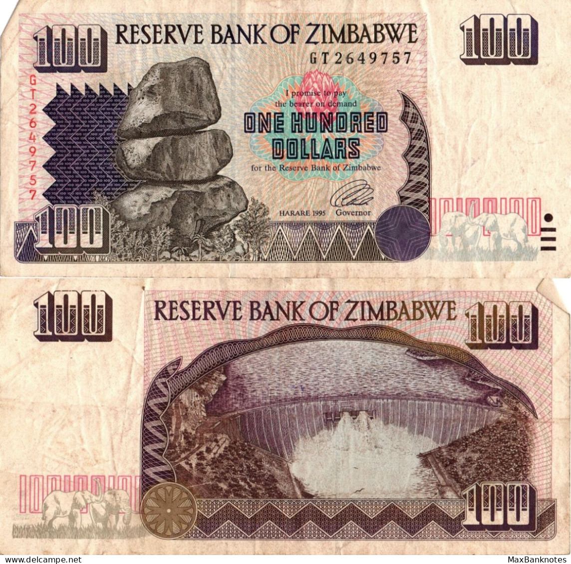 Zimbabwe / 100 Dollars / 1995 / P-9(a) / VF - Zimbabwe