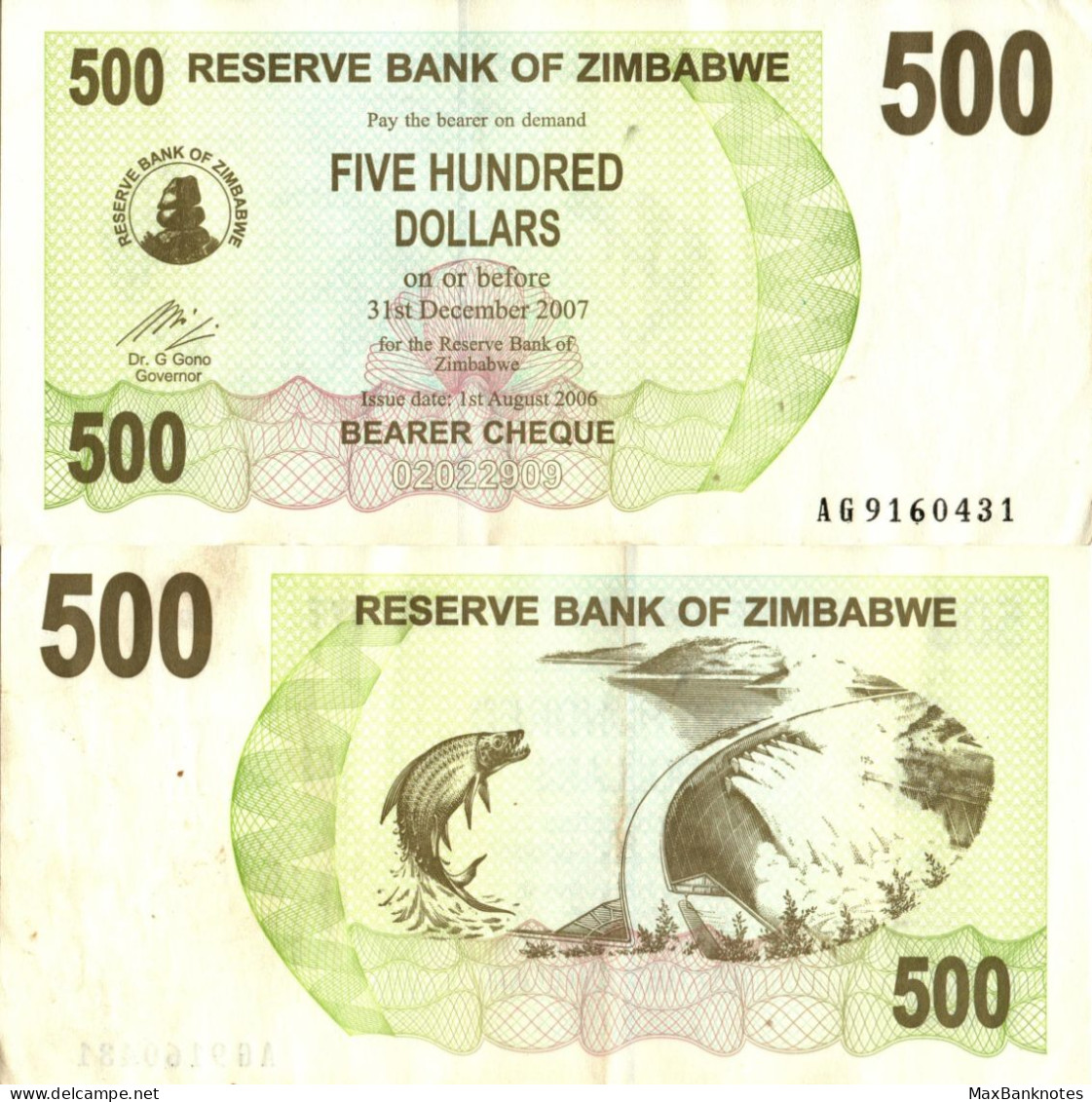 Zimbabwe / 500 Dollars / 2006 / P-43(a) / VF - Zimbabwe