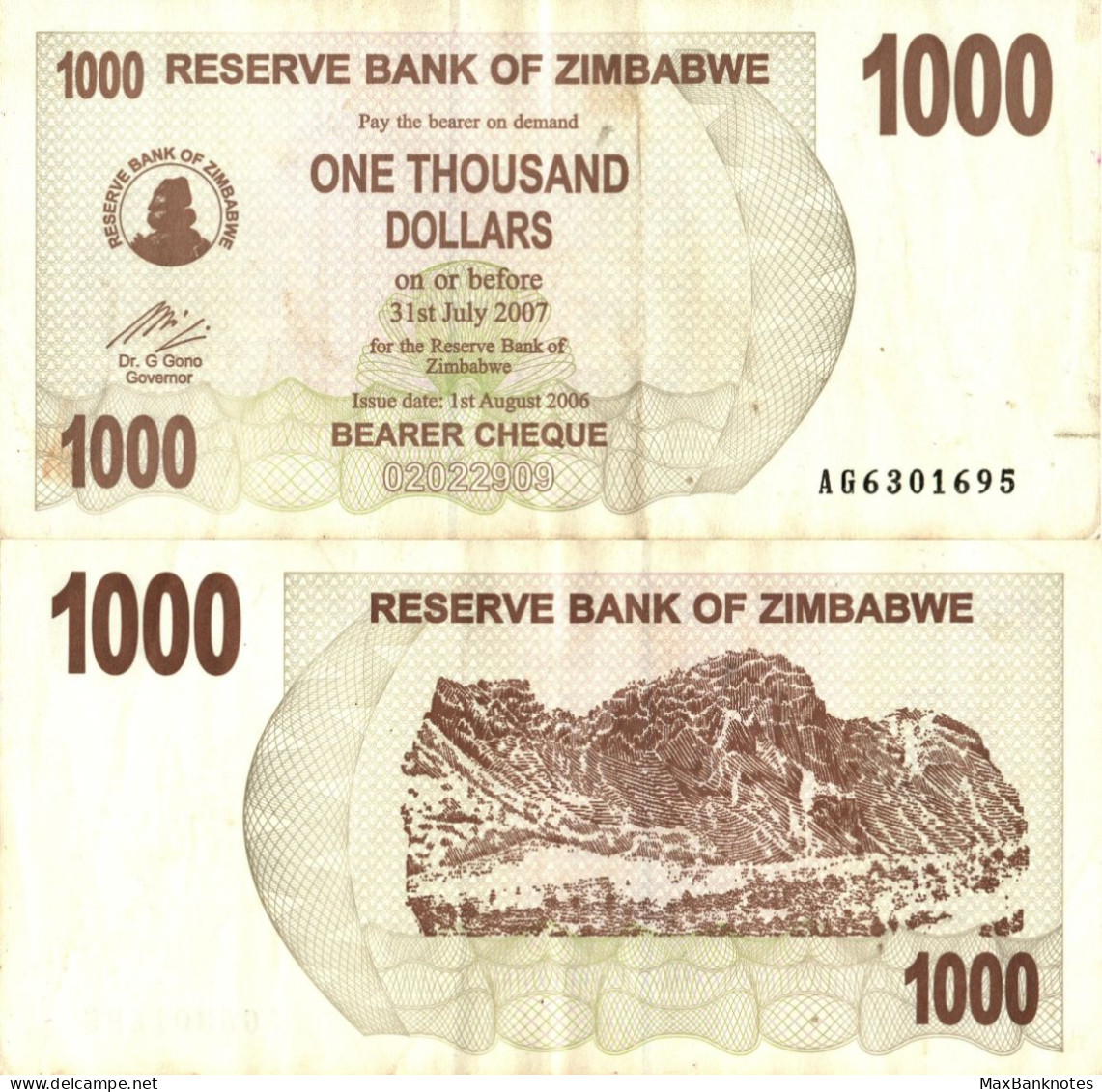 Zimbabwe / 1.000 Dollars / 2006 / P-44(a) / VF - Zimbabwe