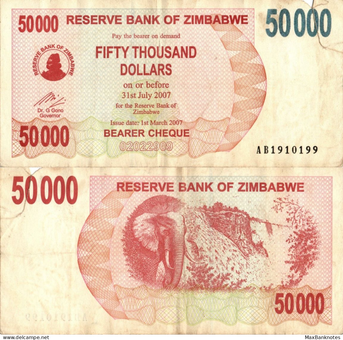 Zimbabwe / 50.000 Dollars / 2006 / P-47(a) / VF - Zimbabwe