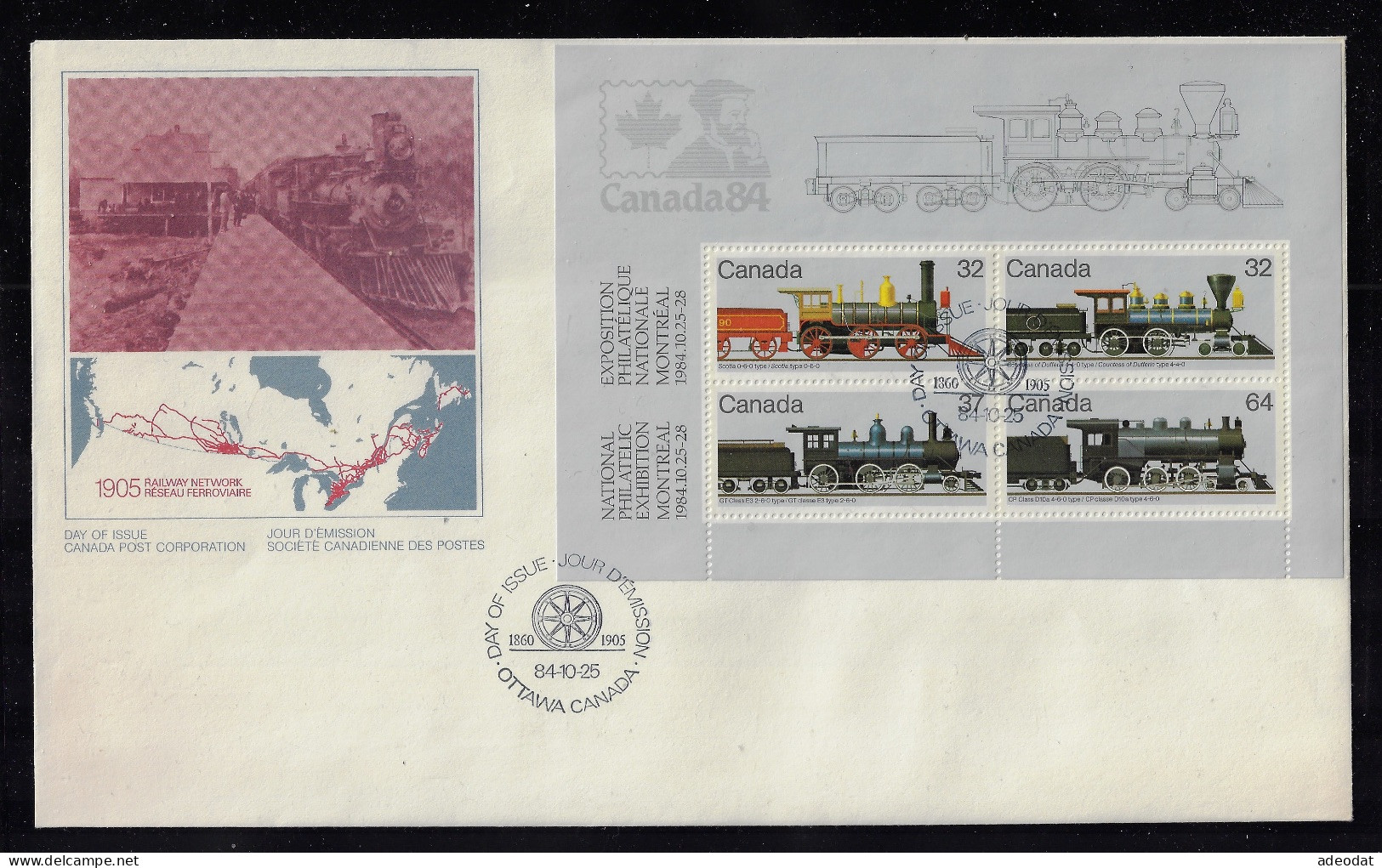 CANADA 1984 RAILWAY NETWORK OF 1905 FDC SCOTT CDA #1039a - 1981-1990