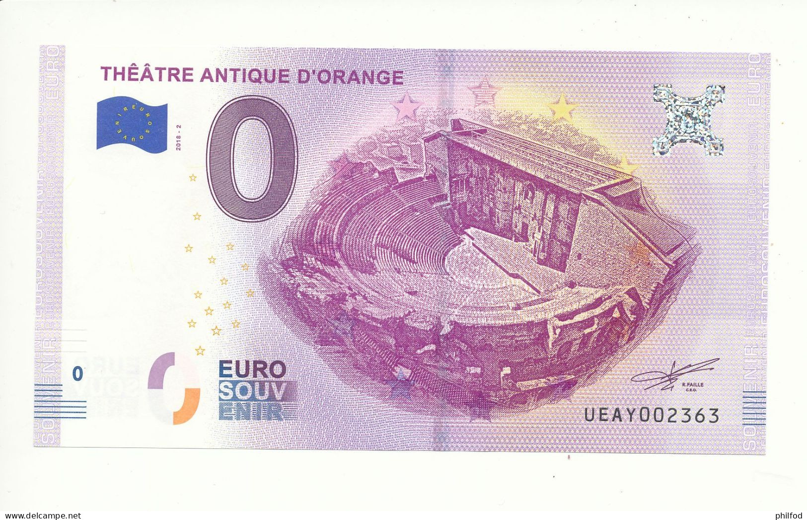 Billet Souvenir - 0 Euro - UEAY - 2018-2 - THÊÂTRE ANTIQUE D'ORANGE - N° 2363 - Prove Private