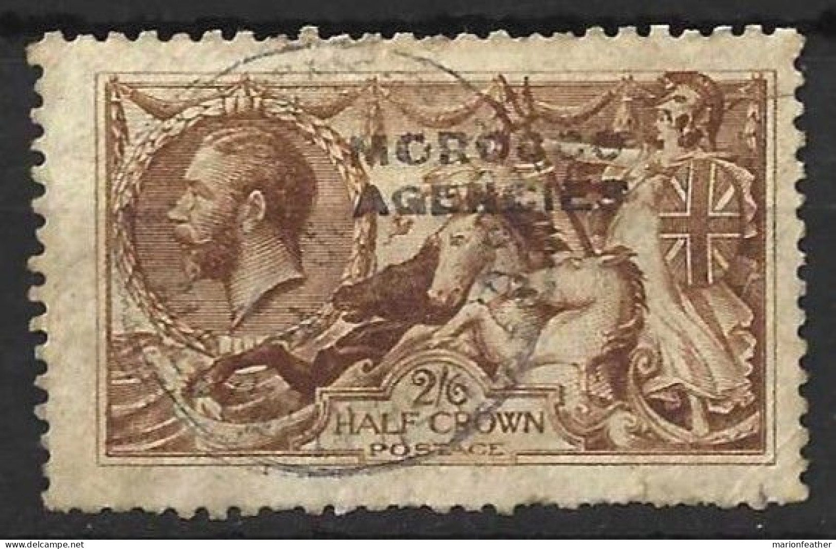 MOROCCO AGENCIES.....KING GEORGE V..(1910-36..)..." 1917."....2/6...SEAHORSE...SG51....POOR PERFS....GOOD CDS..USED... - Bureaux Au Maroc / Tanger (...-1958)