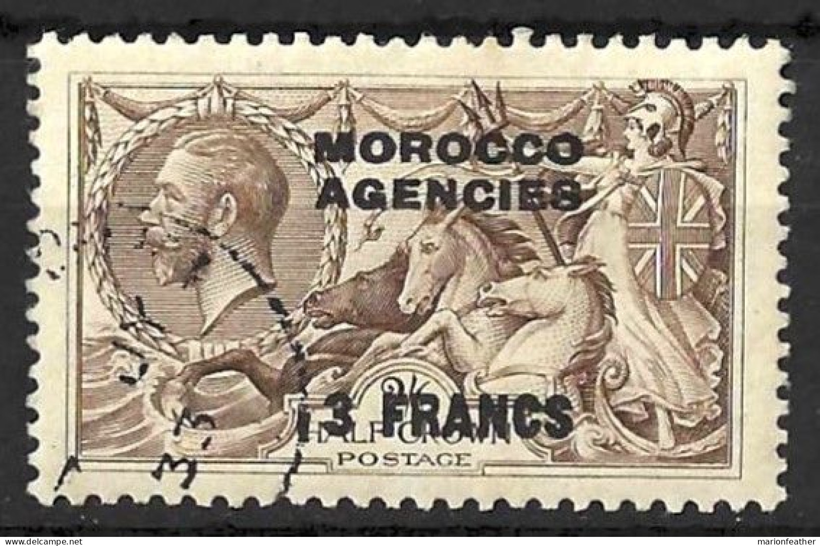 MOROCCO AGENCIES...KING GEORGE V..(1910-36..)...." 1924.."....SEAHORSE.....3f ON 2/6......SG200....CDS...USED.. - Morocco Agencies / Tangier (...-1958)