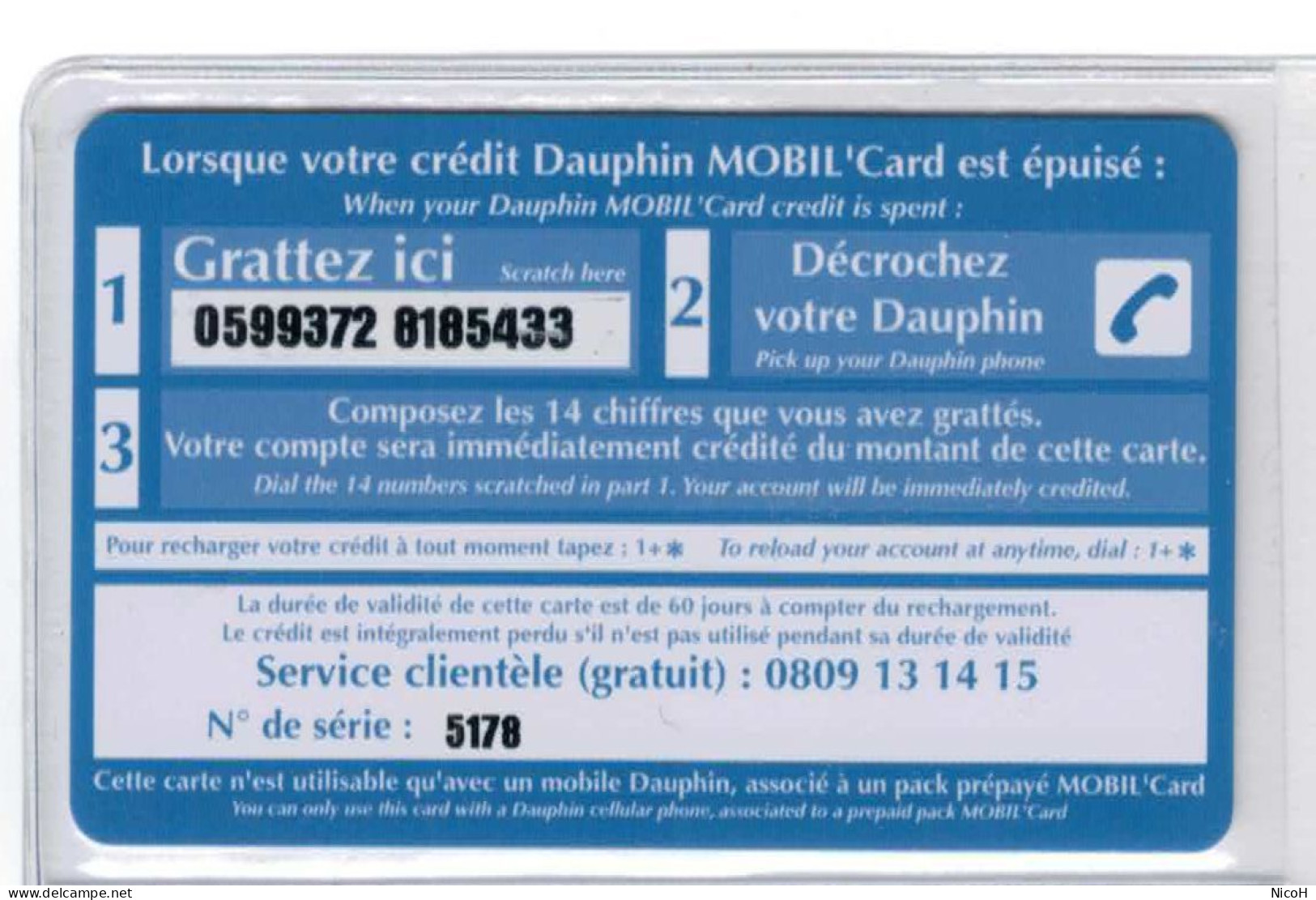 Carte à Code - Dauphin Telecom - MOBIL'Card 12 € - Voir Scans - Antillen (Frans)