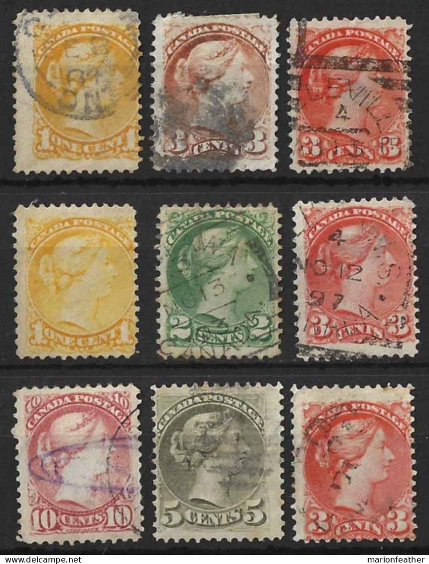 CANADA....QUEEN VICTORIA...(1837-01.)..GROUP OF 9 SMALL HEADS.....DIFFERENT CONDITION...USED...... - Ongebruikt