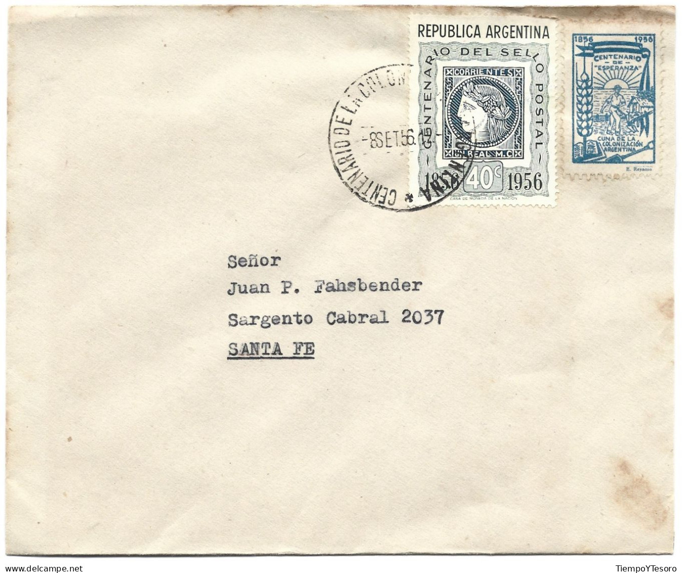 Correspondence - Argentina To Santa Fe Province, 1956, N°212 - Used Stamps