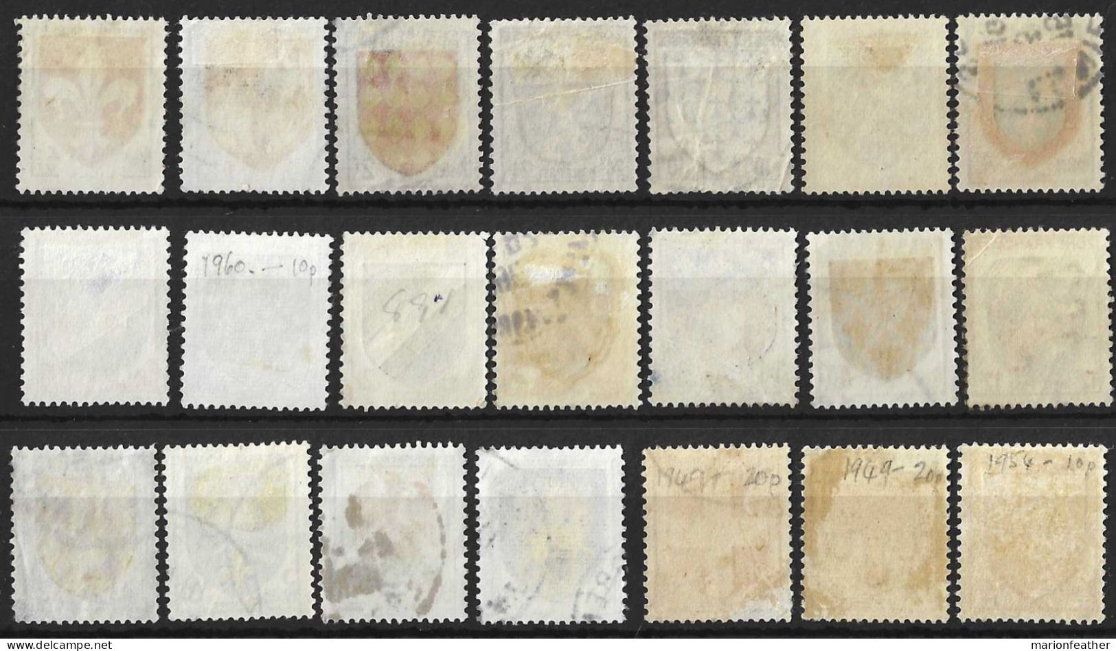 FRANCE.....21 DIFFERENT.... " COATS OF ARMS.."....STAMPS.....USED........ - Timbres