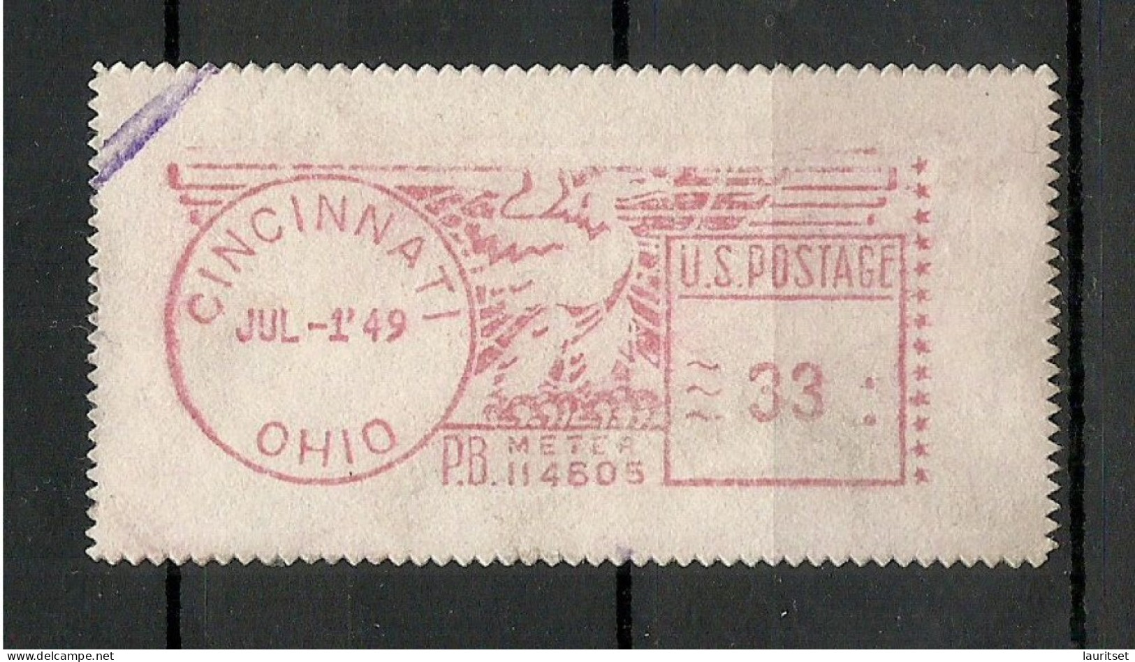 USA 1949 Cincinnati Ohio Meter Stamp - Oblitérés