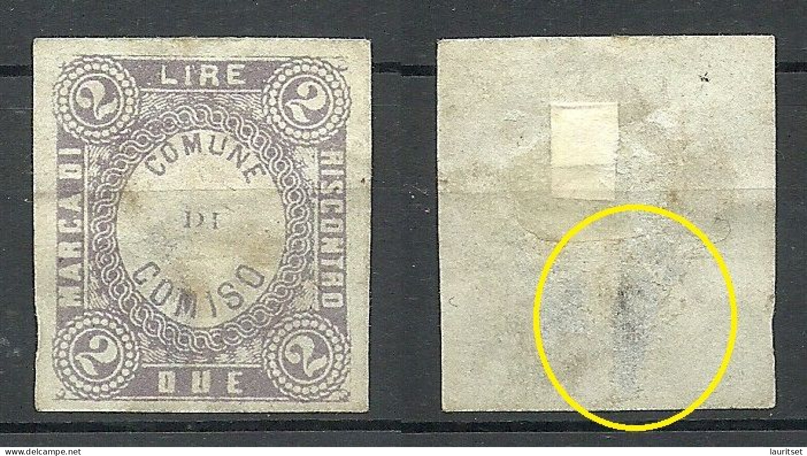 ITALY Italia Comune Di Comiso Local Revenue Taxe Marca Di Riscontro (*) Thinned Place - Revenue Stamps