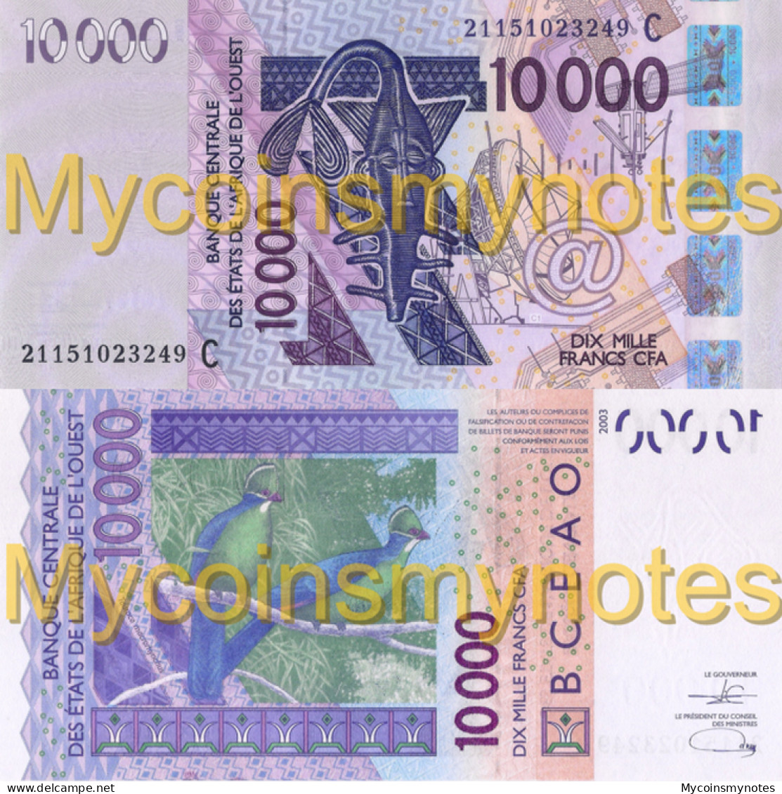 WEST AFRICAN STATES, BURKINA FASO, 10000, 2021, Code C, (Not Yet In Catalog), New Signature, UNC - Estados De Africa Occidental