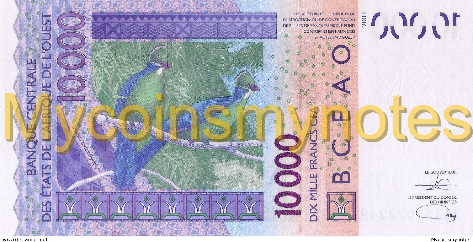 WEST AFRICAN STATES, BURKINA FASO, 10000, 2021, Code C, (Not Yet In Catalog), New Signature, UNC - West African States