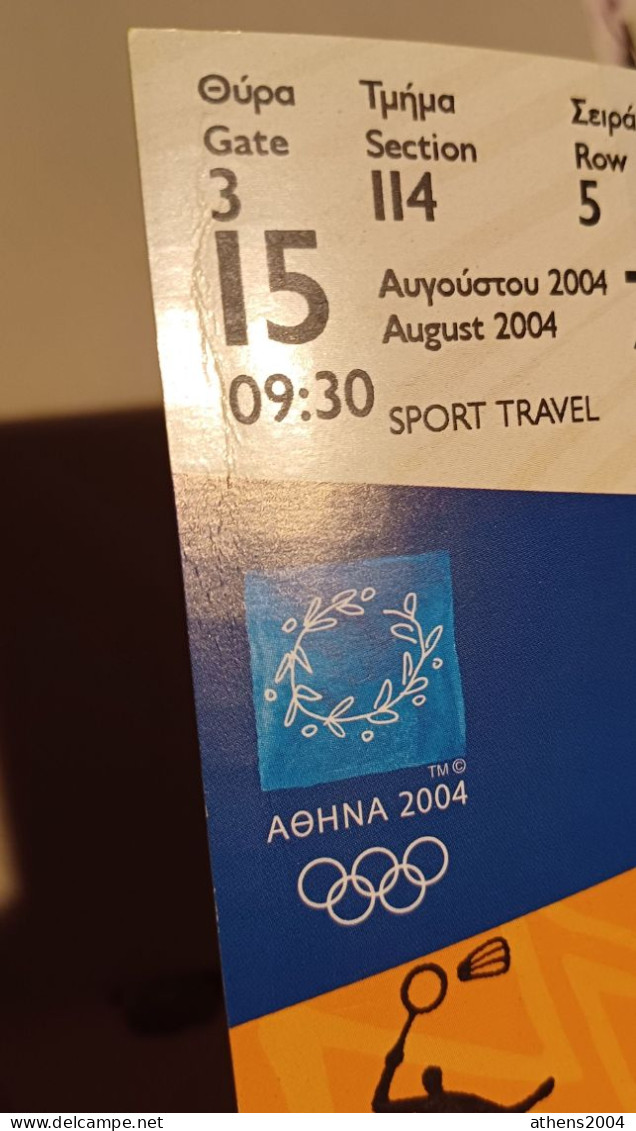 Athens 2004 Olympic Games -  Badminton Unused Ticket, Code: 722 - Bekleidung, Souvenirs Und Sonstige