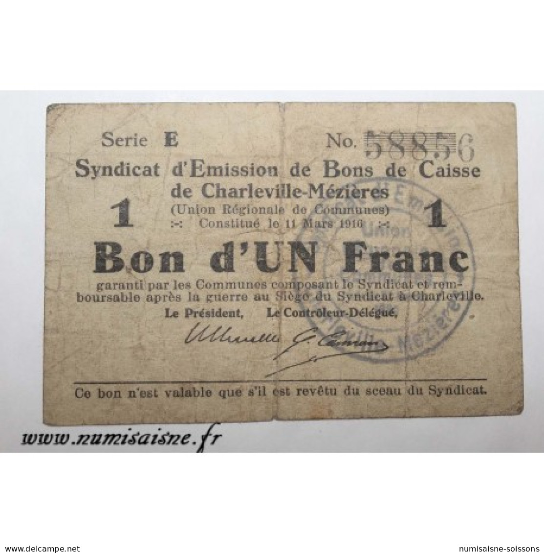 08 - CHARLEVILLE-MÉZIÈRES - BON DE 1 FRANC 1916 - 11.03 - DV - Ohne Zuordnung